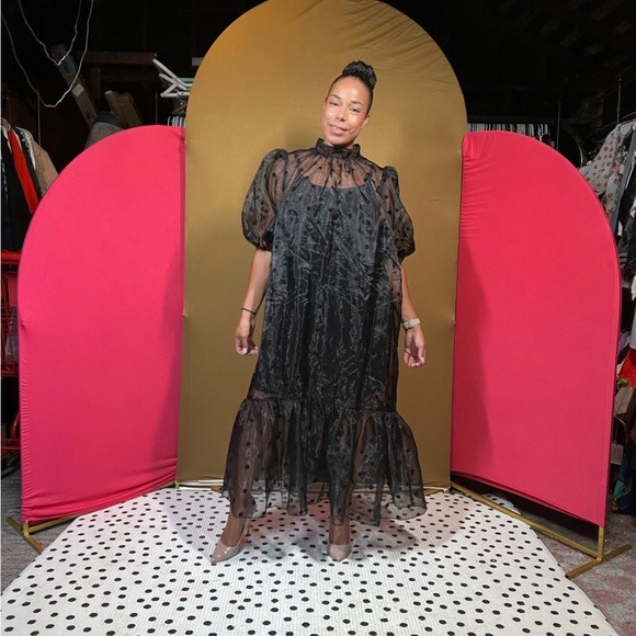 Eloquii Black Sheer Long Sleeve Dress - Picture 4 of 4